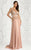 Feriani Couture 26237 Long Sleeve Sheer Embellished Long Dress CCSALE 18 / Blush