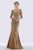 Feriani Couture - 26271 Quarter Length Sleeve Lace Sheath Gown Special Occasion Dress 2 / Bronze