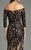 Feriani Couture Beaded Print Off Shoulder Cocktail Dress - 1 pc Black/Nude In Size 16 Available CCSALE 16 / Black/Nude