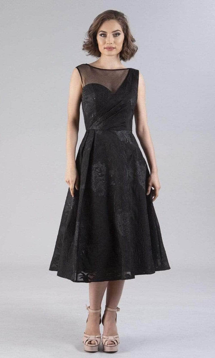 Feriani Couture - Illusion Bateau Lace Cocktail Dress 20518 - 1 pc Black in Size 8 Available CCSALE 8 / Black