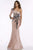 Feriani Couture - Long Sleeve Beaded Applique Asymmetrical Gown 18908 - 1 pc Royal in Size 10 Available CCSALE 12 / Rose