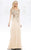 Feriani Couture -  Long Sleeve Beaded Illusion A-Line Evening Gown 26145 CCSALE 14 / Off White