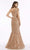 Feriani Couture - Pleated One Shoulder Lace Gown 18916 - 1 pc Apricot In Size 6 Available CCSALE 6 / Apricot