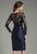 Feriani Couture - Sequined Sheer Short Dress 18474 - 1 pc Navy in size 20 Available CCSALE