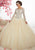 Fiesta Gowns - 56347 Embellished Long Sleeve Ballgown Special Occasion Dress 0 / Champagne/Champagne