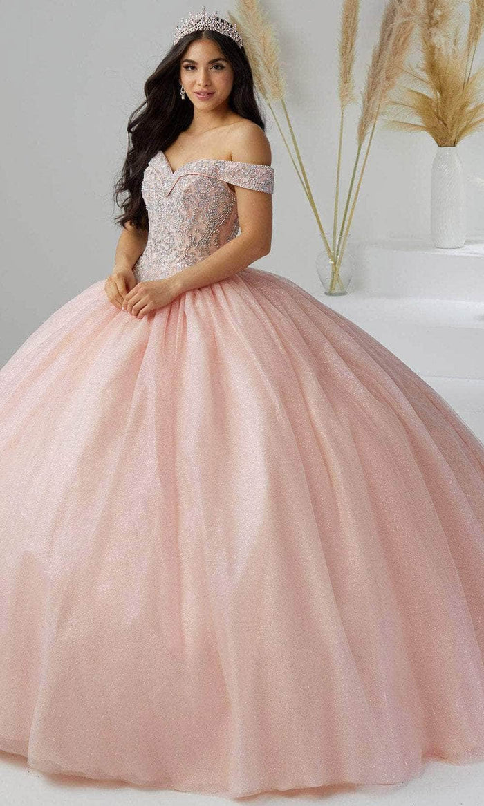 Fiesta Gowns 56446 - Shimmering Off-shoulder Ballgown Special Occasion Dress 0 / Blush Pink/Ab