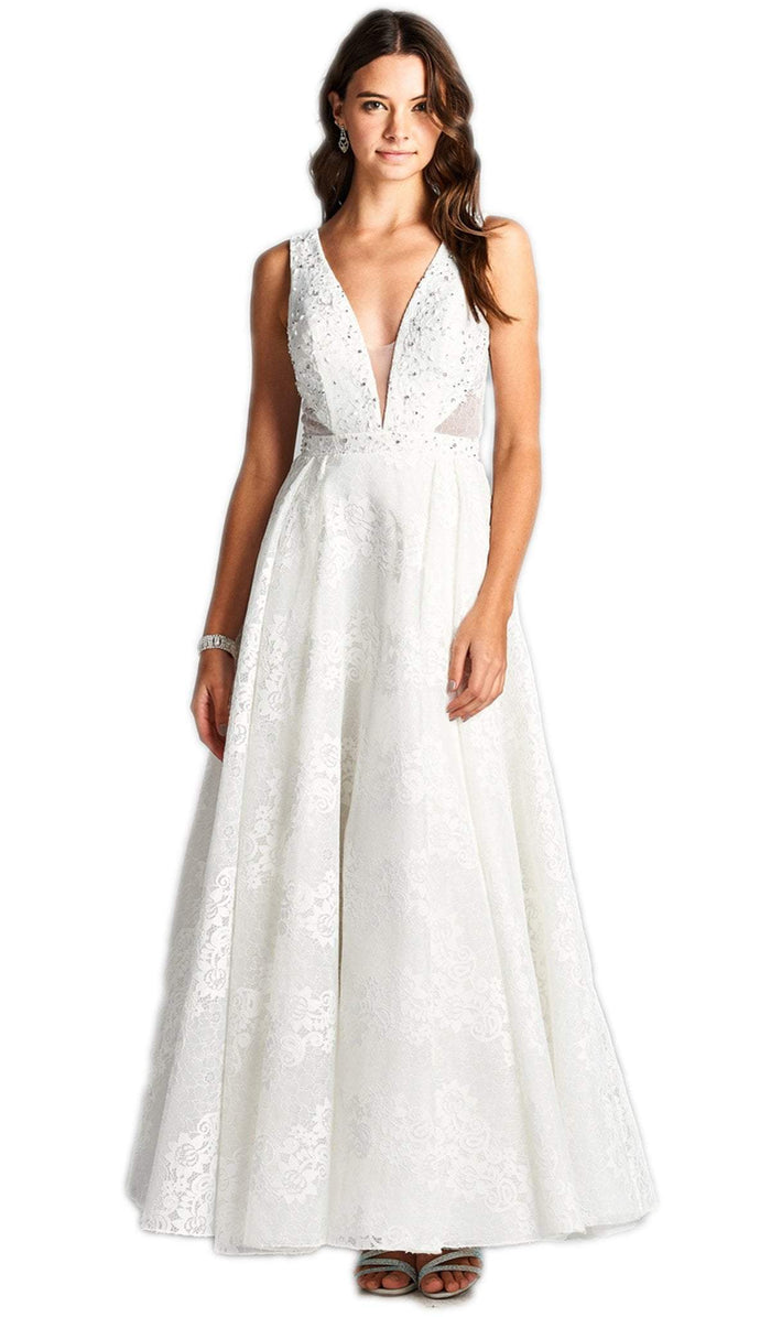 Floral Lace Applique Wedding Dress Wedding Dresses XXS / Off White
