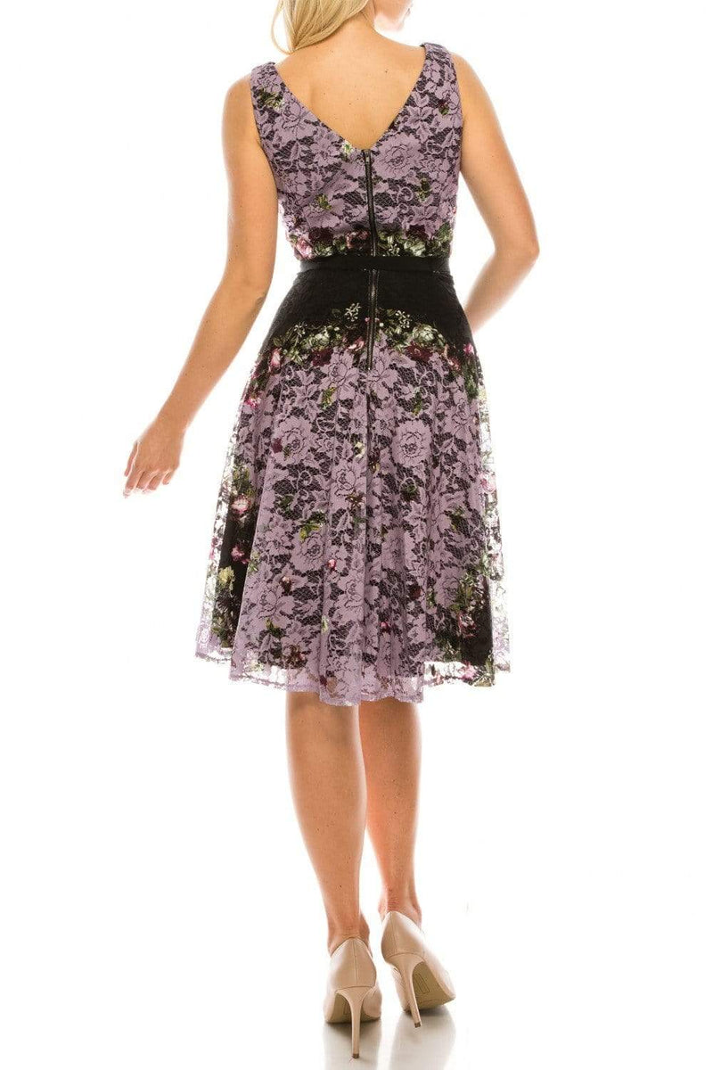 Gabby Skye - 57369MG Sleeveless Floral Print Lace A-Line Dress ...