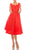 Gabby Skye - 57677MG Notched Square Neckline Jacquard Midi Dress Homecoming Dresses 0 / Coral