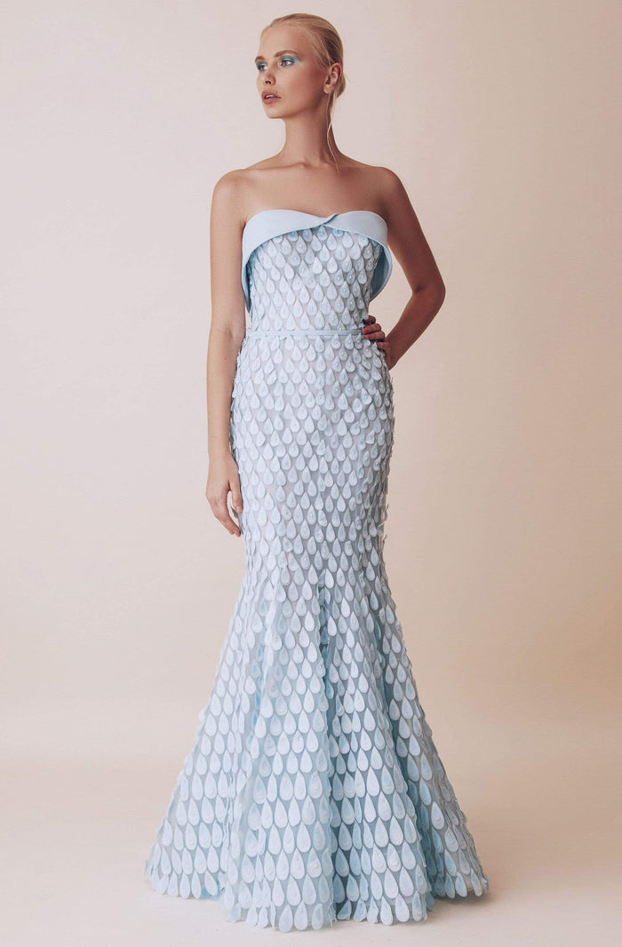 Gatti Nolli Couture - OP-4954 Teardrop Strapless Mermaid Evening Gown Special Occasion Dress 0 / Blue