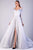 Gatti Nolli Couture - OP-5154 Feather Accent Off Shoulder A-Line Dress Prom Dresses 0 / Silver