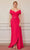 Gatti Nolli Couture - OP-5319 Foldover Off-Shoulder Belted Waist Gown Evening Dresses 0 / Fuchsia