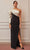 Gatti Nolli Couture - OP-5349 Draped Long Sleeve One Shoulder Gown Evening Dresses 0 / Black & Cream