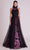 Gatti Nolli Couture - OP5675 Ruffle Halter Neck Floral Accent Gown Prom Dresses 0 / Black & Pink