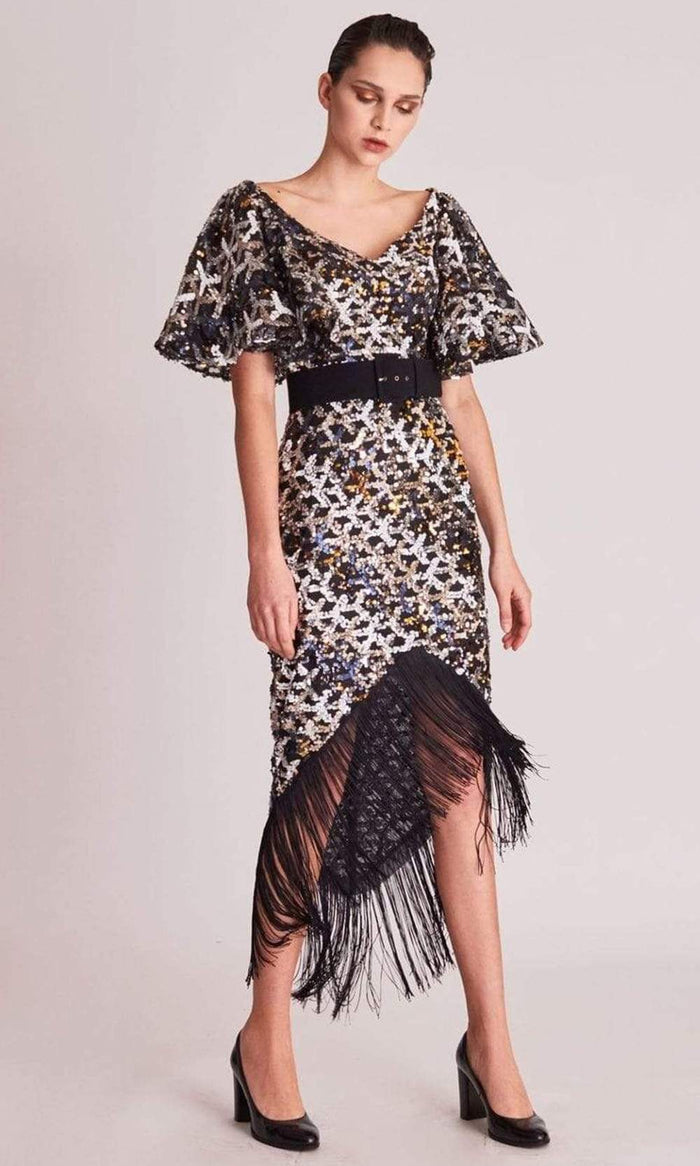 Gatti Nolli Couture - OP5690 Shiny Bedazzled High Low Dress Cocktail Dresses 0 / Black