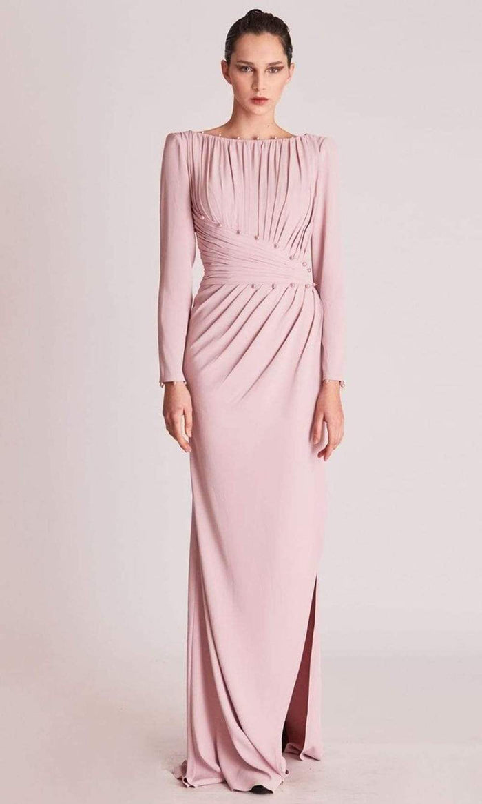 Gatti Nolli Couture - OP5792 Square Mid-Back Modest Long Dress Special Occasion Dress 0 / Pink