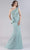 Gia Franco - 12101 Asymmetric Embroidered Crepe Gown Evening Dresses 6 / Seafoam