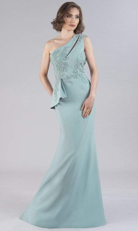 Gia Franco - 12101 Asymmetric Embroidered Crepe Gown