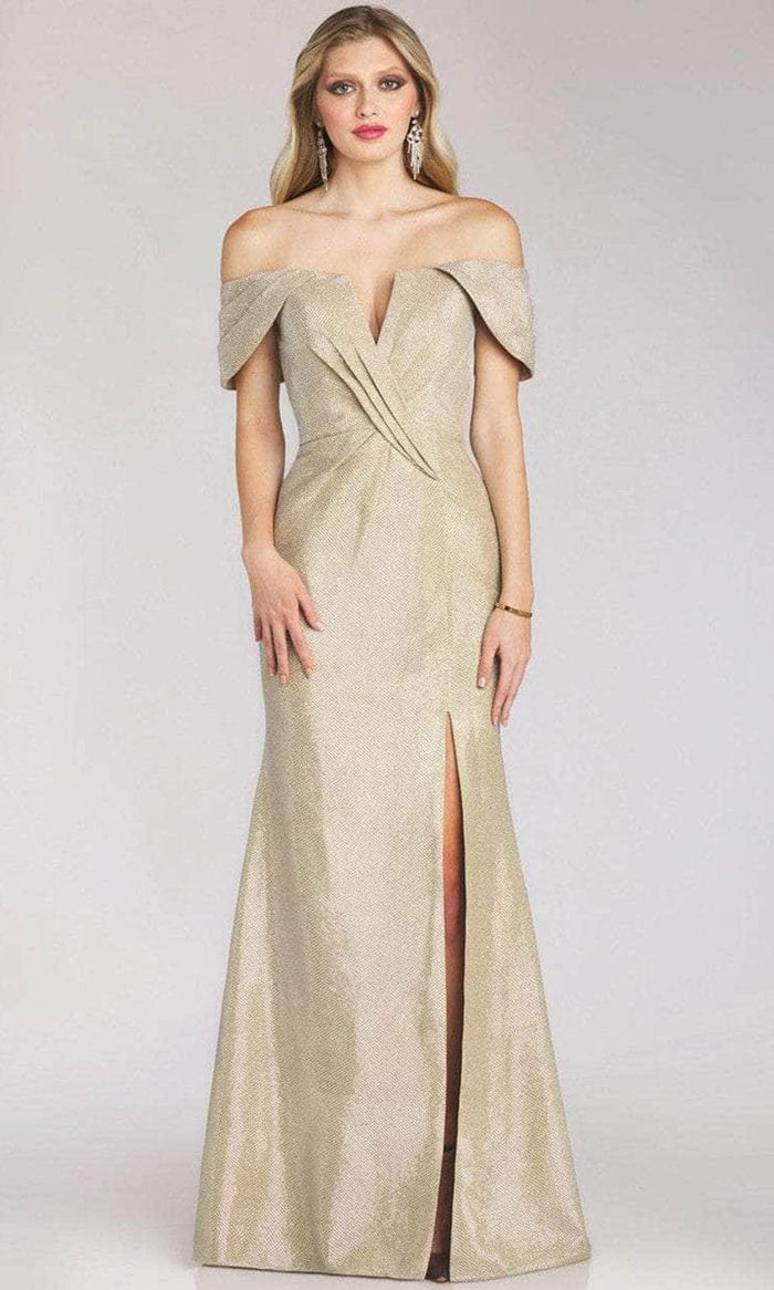 Gia Franco 12155 - Cross Midriff Evening Dress Special Occasion Dress 4 / Gold