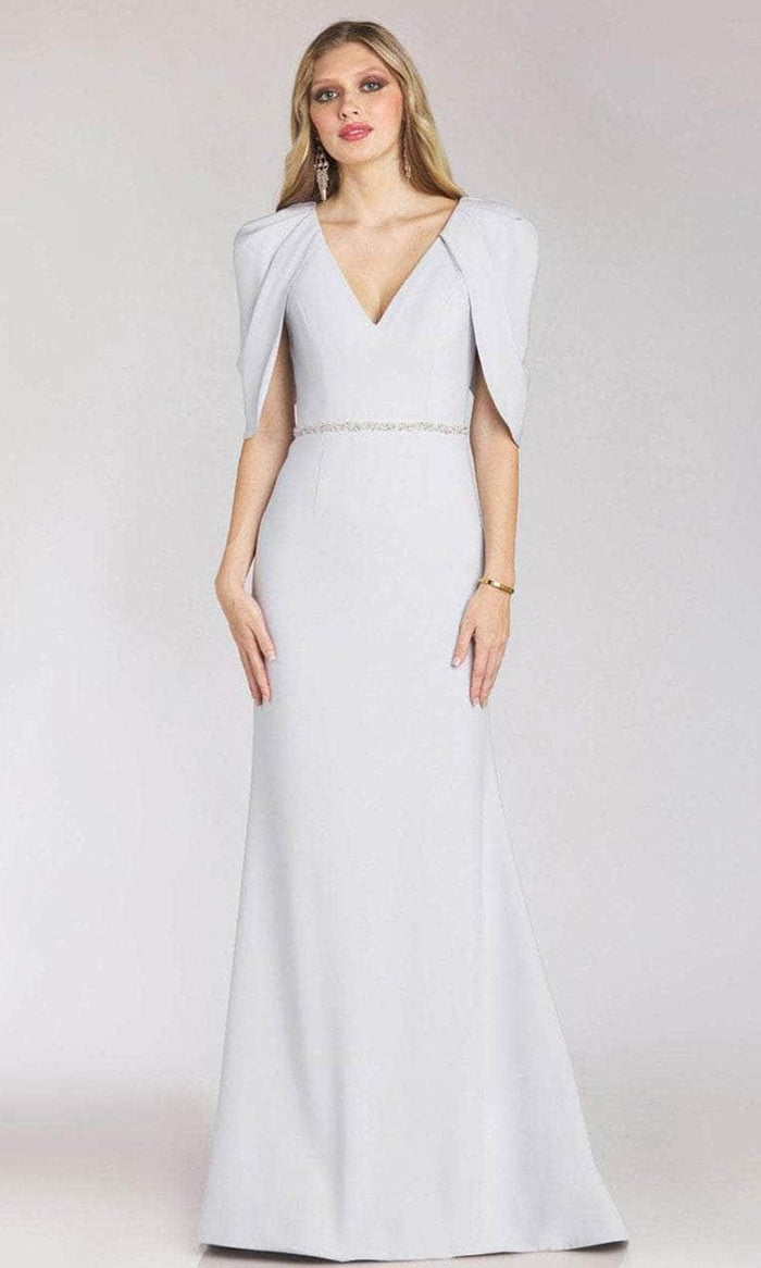 Gia Franco 12215 - Draped V-Neck Evening Dress Special Occasion Dress 8 / Ice Blue