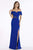 Gia Franco - 12915 Off-Shoulder High Leg Slit Gown with Beaded Waist - 1 pc Wine In Size 14 Available CCSALE 14 / Wine