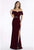 Gia Franco - 12915 Pleated Off-Shoulder Gown with Slit Special Occasion Dress 8 / Wine