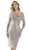 Gia Franco - 12974 Quarter Sleeve Metallic Floral Off Shoulder Dress Cocktail Dresses 6 / Silver