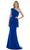 Gia Franco - 12977 Beaded Cap Sleeve Asymmetrical Peplum Dress Evening Dresses 6 / Royal