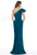 Gia Franco - Asymmetrical Ruffled Long Trumpet Dress 12014 - 1 pc Teal in Size 16 Available CCSALE