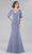 Gia Franco - Elbow Sleeves V-Back Trumpet Gown 12102 CCSALE 12 / Venice Blue