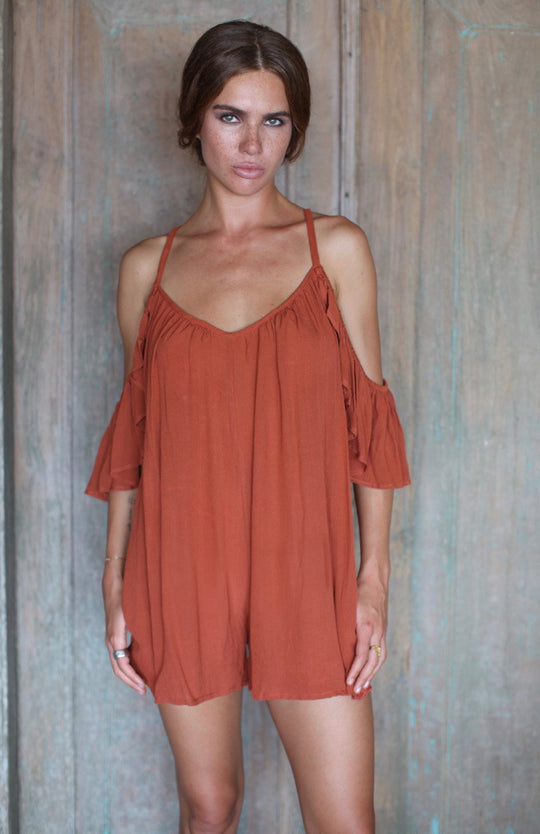 Gillia Clothing 26546634887 Cutaway Ruched Romper in Black CCSALE XS / Black