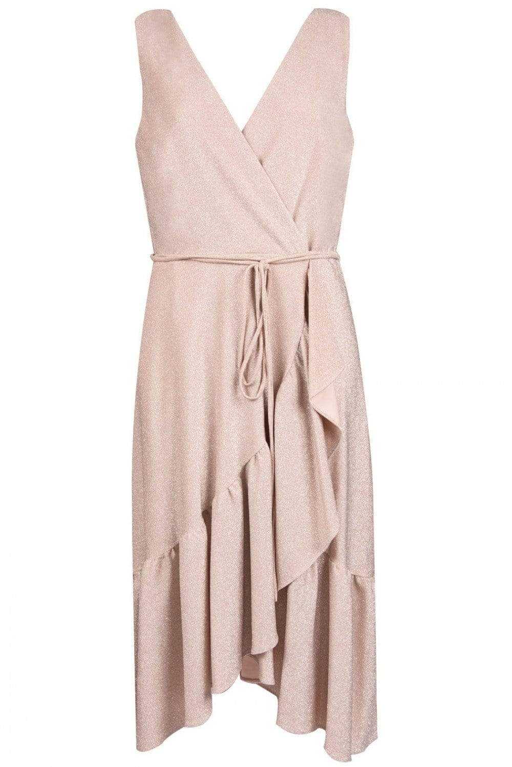 Glamour - 81016MU Sleeveless Wrap Glitter Ruffled Hem Dress Couture Candy Glamour - 81016MU Sleeveless Wrap Glitter Ruffled Hem Dress Couture Candy