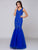 Glow by Colors - G290-1 V-neck Beaded Lace Mermaid Gown Special Occasion Dress 22 / Royal