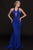 Glow by Colors - G774 Halter Cutout Bodice Faille Gown Special Occasion Dress 0 / Royal