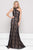 Glow by Colors - G795 Fitted High Neck Lace Evening Dress Special Occasion Dress 0 / Black/Nude