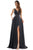 Glow Dress - G904 Deep V-Neck Satin A-Line Gown Prom Dresses 2 / Black