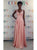 Glow Dress - G904 Deep V-Neck Satin A-Line Gown Prom Dresses 2 / Blush