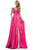 Glow Dress - G904 Deep V-Neck Satin A-Line Gown Prom Dresses 2 / Hot Pink