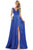 Glow Dress - G904 Deep V-Neck Satin A-Line Gown Prom Dresses 2 / Royal