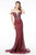 GLS by Gloria - GL1818 Plunging Off Shoulder Jeweled Mermaid Gown Pageant Dresses XS / Wine