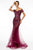 GLS by Gloria - GL1823 Glitter Mesh Cutout Back Mermaid Gown Evening Dresses XS / Wine