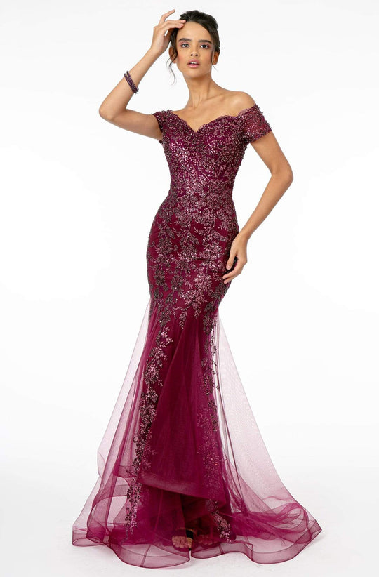 GLS by Gloria - GL1823 Glitter Mesh Cutout Back Mermaid Gown