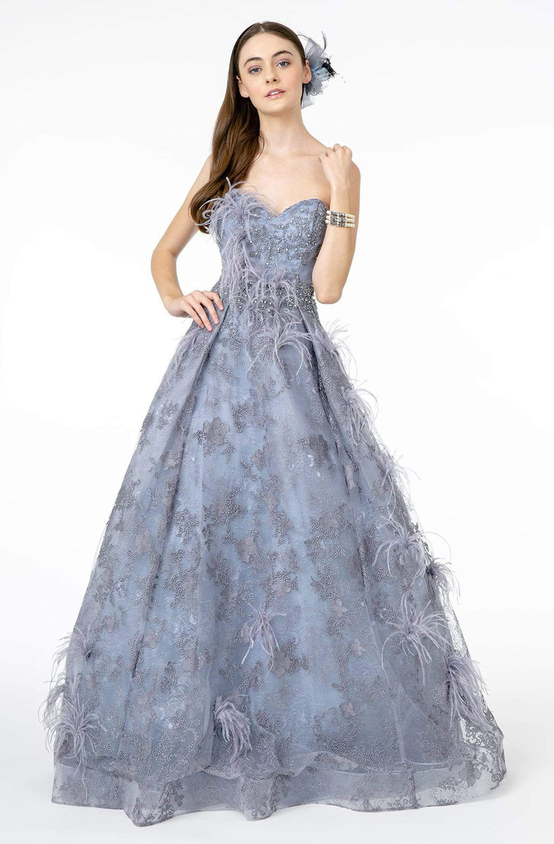 GLS by Gloria - GL1834 Feather Embellished Strapless Ballgown – Couture ...