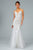 GLS by Gloria - GL1842 Plunging Beaded Metallic Tulle Trumpet Gown Evening Dresses XS / Light Silver