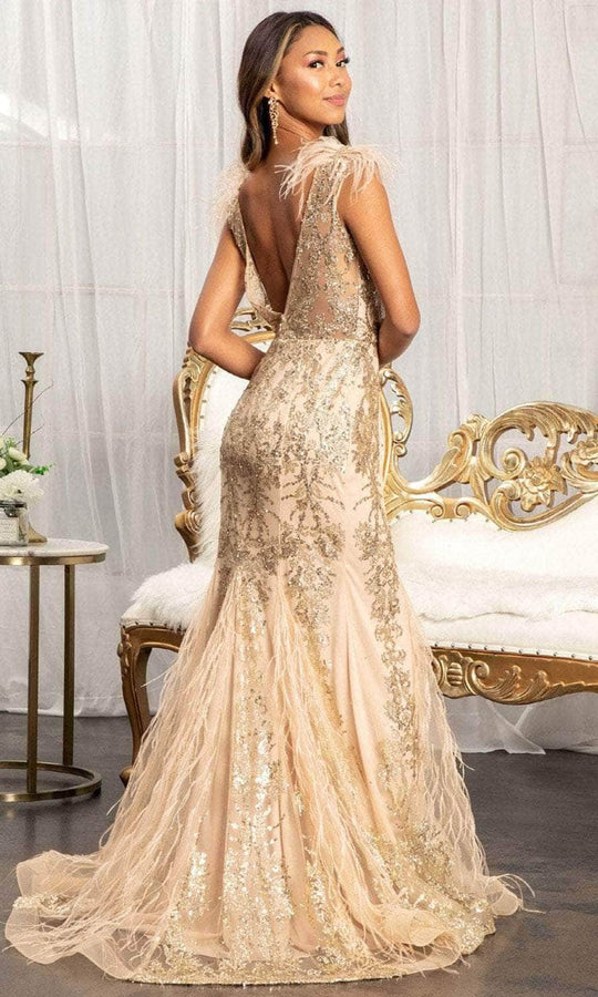 GLS by Gloria GL1983 - Feathered Glitter Mermaid Evening Dress