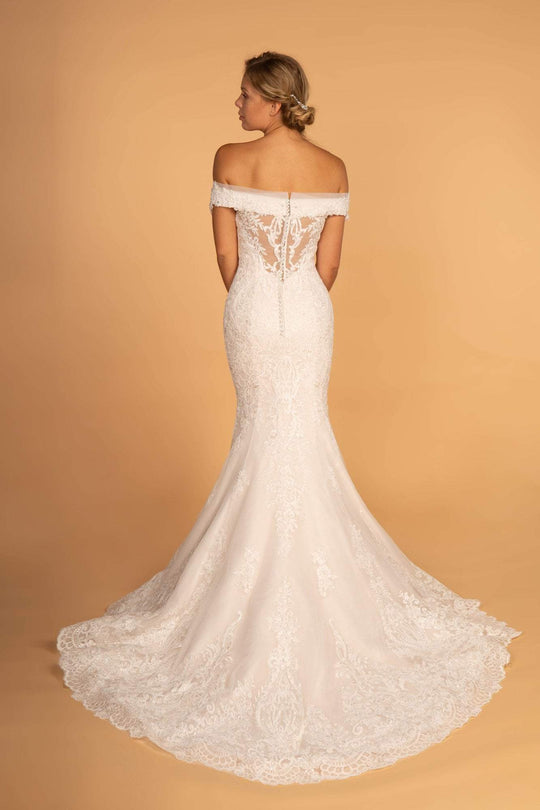 GLS by Gloria - GL2594 Lace Off-Shoulder Mermaid Dress With Train