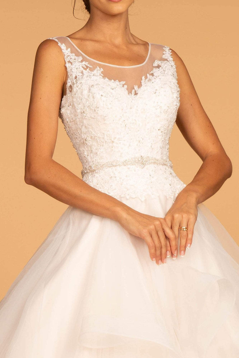 GL2599 GLS by Gloria - Illusion V-Neck Layered Tulle Bridal Gown