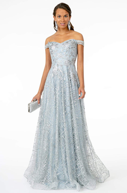 GLS by Gloria - GL2887 Floral Embroidered Glitter Mesh Gown