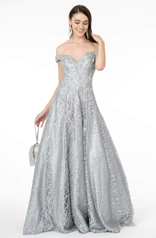 GLS by Gloria - GL2944 Embroidered Sequin Off-Shoulder Gown