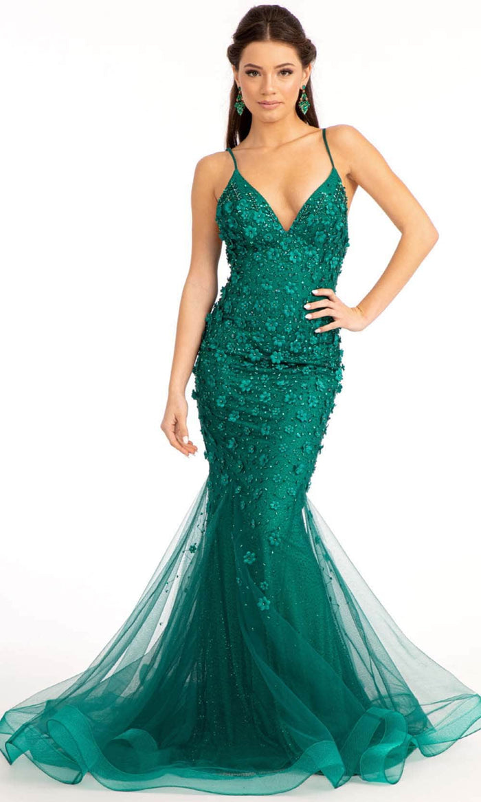 GLS by Gloria GL3000 - Sleeveless V-neck Evening Gown Prom Dresses XS / E/M Green